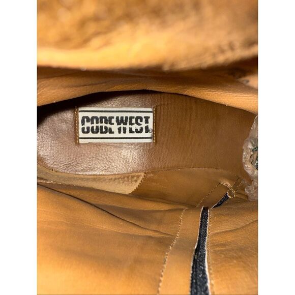 Code West Men's Size 14 Pointed Toe Short Cowboy Boots Brown Leather Pointed Toe - Picture 11 of 12